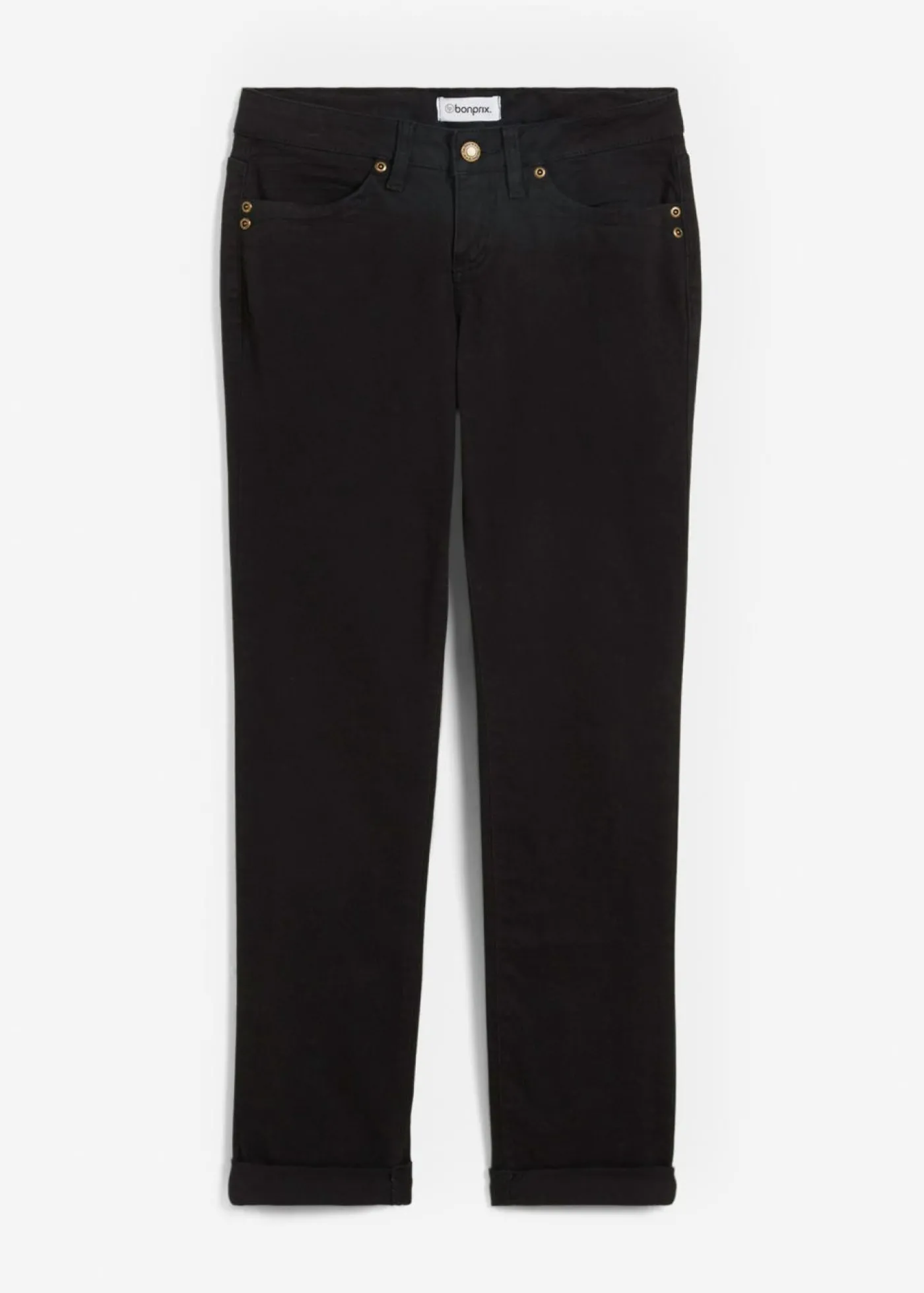 bonprix bonprix Vaqueros straight, mid waist, elásticos Sarga negra Discount