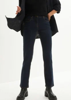 bonprix bonprix Vaqueros straight, mid waist, elásticos Azul marino Hot