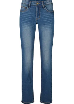bonprix bonprix Vaqueros straight, mid waist, elásticos Azul desgastado Outlet