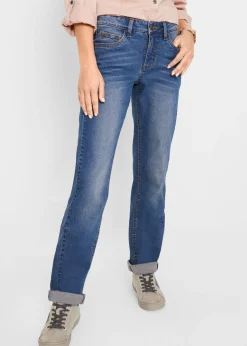 bonprix bonprix Vaqueros straight, mid waist, elásticos Azul desgastado Outlet