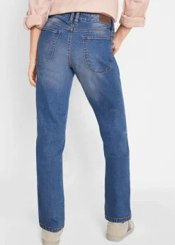 bonprix bonprix Vaqueros straight, mid waist, elásticos Azul desgastado Outlet