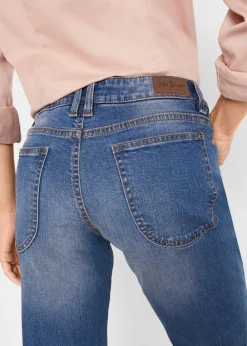 bonprix bonprix Vaqueros straight, mid waist, elásticos Azul desgastado Outlet
