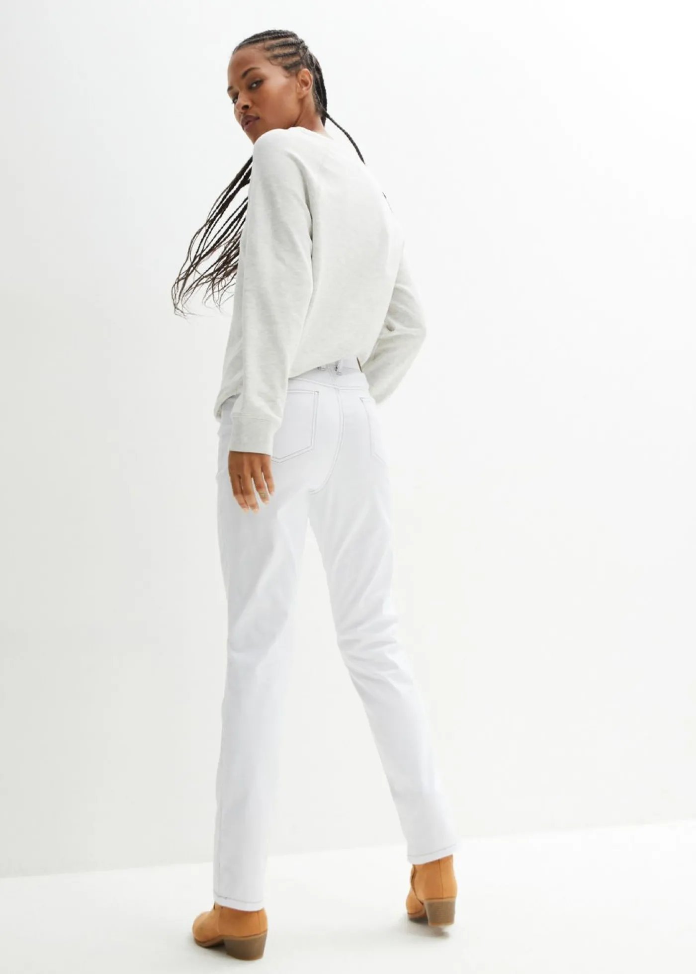 bonprix bonprix Vaqueros straight, mid waist, elásticos Sarga blanca Best