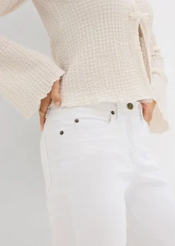 bonprix bonprix Vaqueros straight, mid waist, elásticos Blanco Online