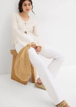 bonprix bonprix Vaqueros straight, mid waist, elásticos Blanco Online