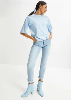 bonprix bonprix Vaqueros straight, mid waist, elásticos azul hielo denim usado Sale
