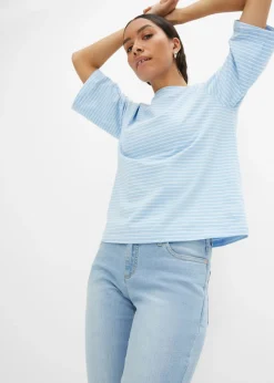 bonprix bonprix Vaqueros straight, mid waist, elásticos azul hielo denim usado Sale