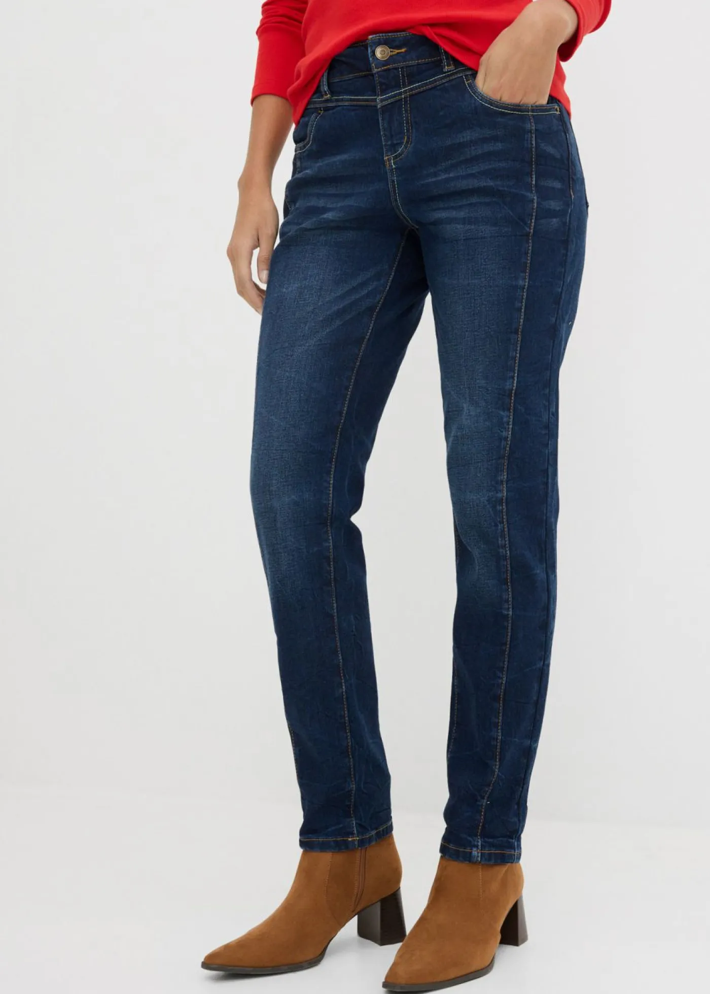 bonprix bonprix Vaqueros straight, mid waist Denim claro desgastado Outlet