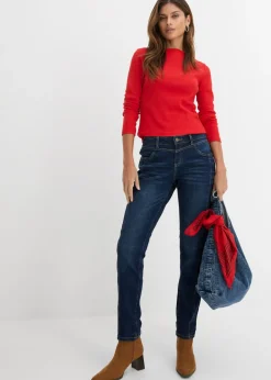 bonprix bonprix Vaqueros straight, mid waist Denim claro desgastado Outlet