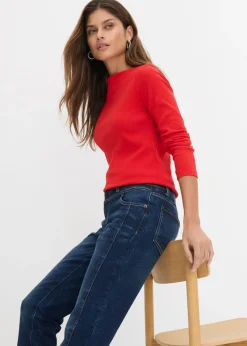 bonprix bonprix Vaqueros straight, mid waist Denim claro desgastado Outlet