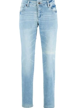 bonprix bonprix Vaqueros straight, mid waist, elásticos Denim claro desgastado Online