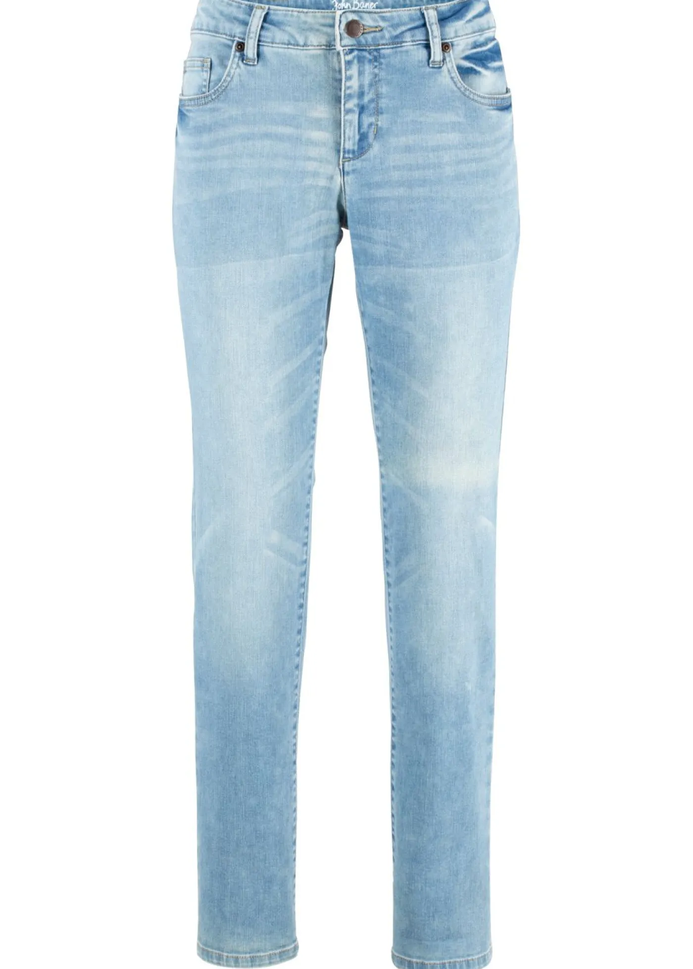 bonprix bonprix Vaqueros straight, mid waist, elásticos Denim claro desgastado Online