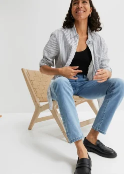 bonprix bonprix Vaqueros straight, mid waist, elásticos Denim claro desgastado Online