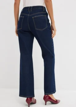 bonprix bonprix Vaqueros straight, mid waist, con piedras brillantes denim intenso Hot