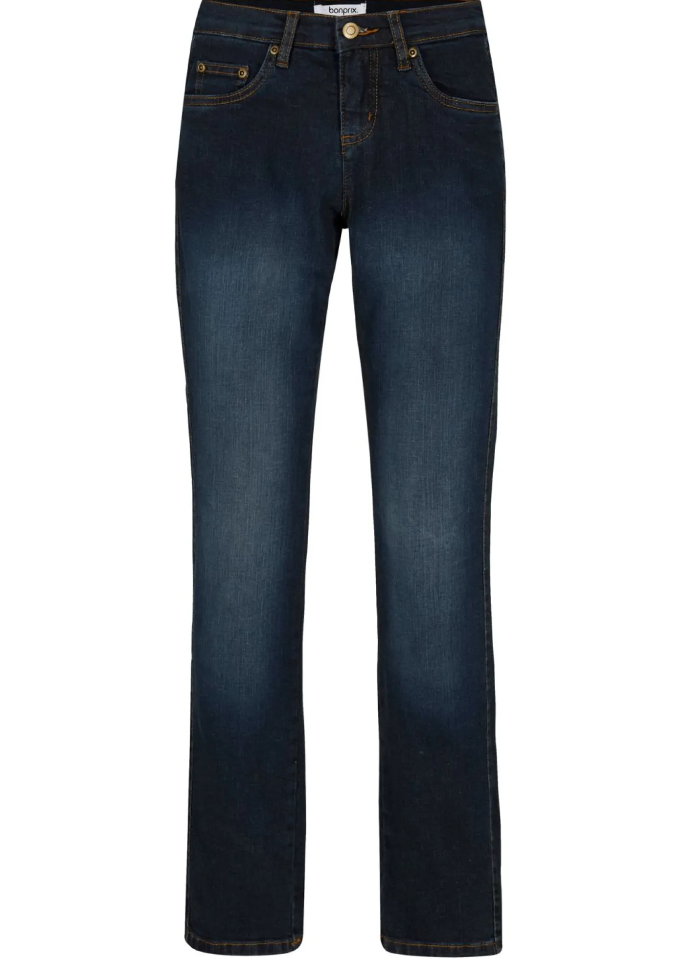 bonprix bonprix Vaqueros straight, mid waist, elásticos Azul marino desgastado Online