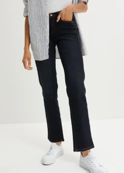 bonprix bonprix Vaqueros straight, mid waist, elásticos Azul marino desgastado Online