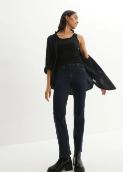 bonprix bonprix Vaqueros straight, mid waist, elásticos Azul marino Sale