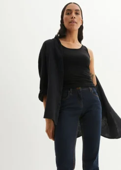 bonprix bonprix Vaqueros straight, mid waist, elásticos Azul marino Sale