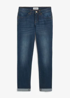 bonprix bonprix Vaqueros straight, mid waist, elásticos Azul marino desgastado