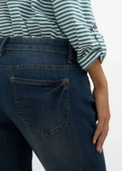 bonprix bonprix Vaqueros straight, mid waist, elásticos Azul marino desgastado