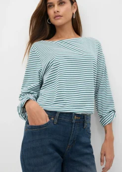 bonprix bonprix Vaqueros straight, mid waist, elásticos Azul marino desgastado
