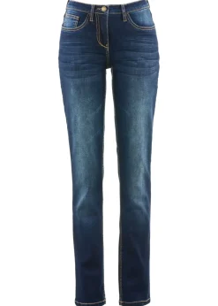 bonprix bonprix Vaqueros straight, mid waist, elásticos Azul marino desgastado New