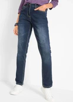 bonprix bonprix Vaqueros straight, mid waist, elásticos Azul marino desgastado New
