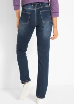 bonprix bonprix Vaqueros straight, mid waist, elásticos Azul marino desgastado New