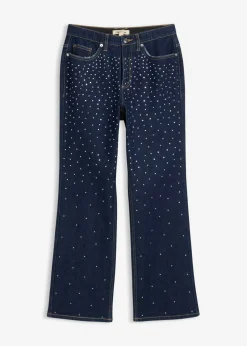 bonprix bonprix Vaqueros straight, mid waist, con piedras brillantes denim intenso Online