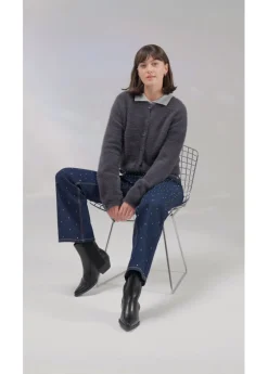 bonprix bonprix Vaqueros straight, mid waist, con piedras brillantes denim intenso Online