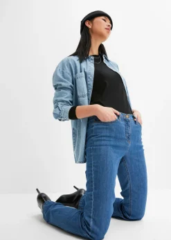 bonprix bonprix Vaqueros straight, mid waist, elásticos Azul Discount