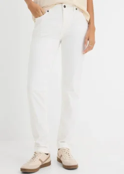 bonprix bonprix Vaqueros straight, mid waist, elásticos Blanco