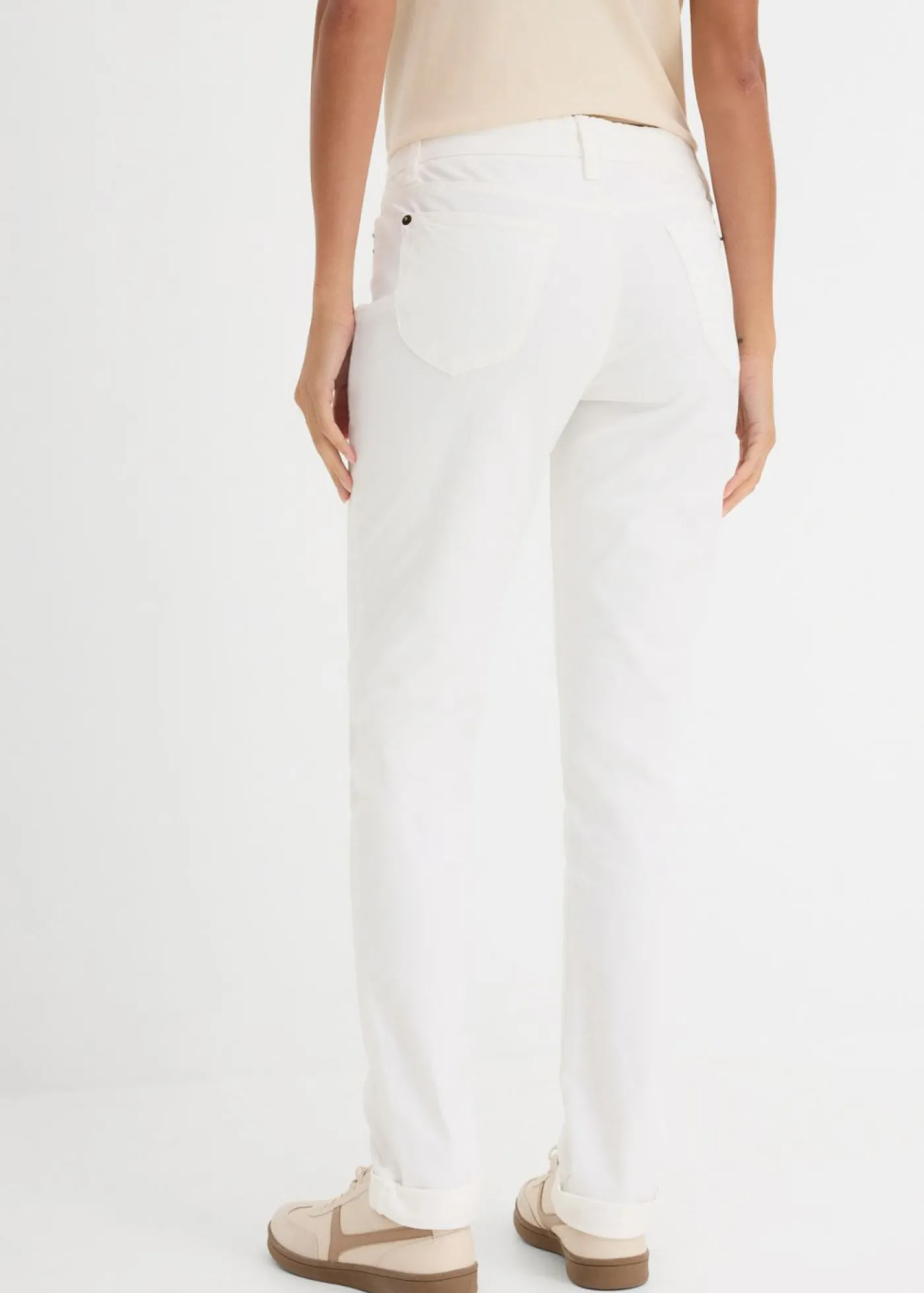 bonprix bonprix Vaqueros straight, mid waist, elásticos Blanco
