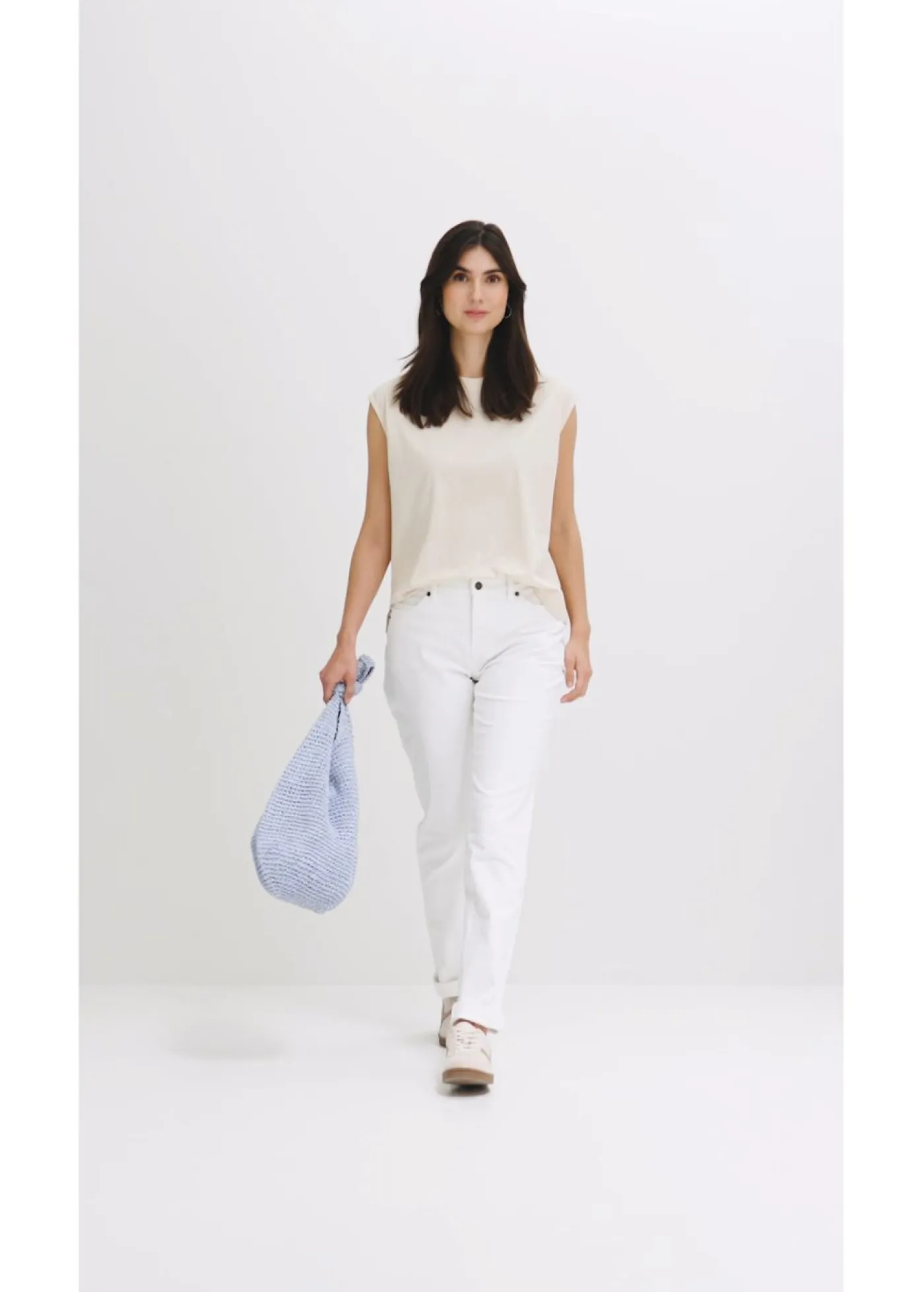 bonprix bonprix Vaqueros straight, mid waist, elásticos Blanco