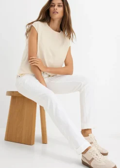 bonprix bonprix Vaqueros straight, mid waist, elásticos Blanco