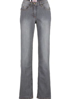bonprix bonprix Vaqueros straight, mid waist, elásticos gris-desgastado Clearance