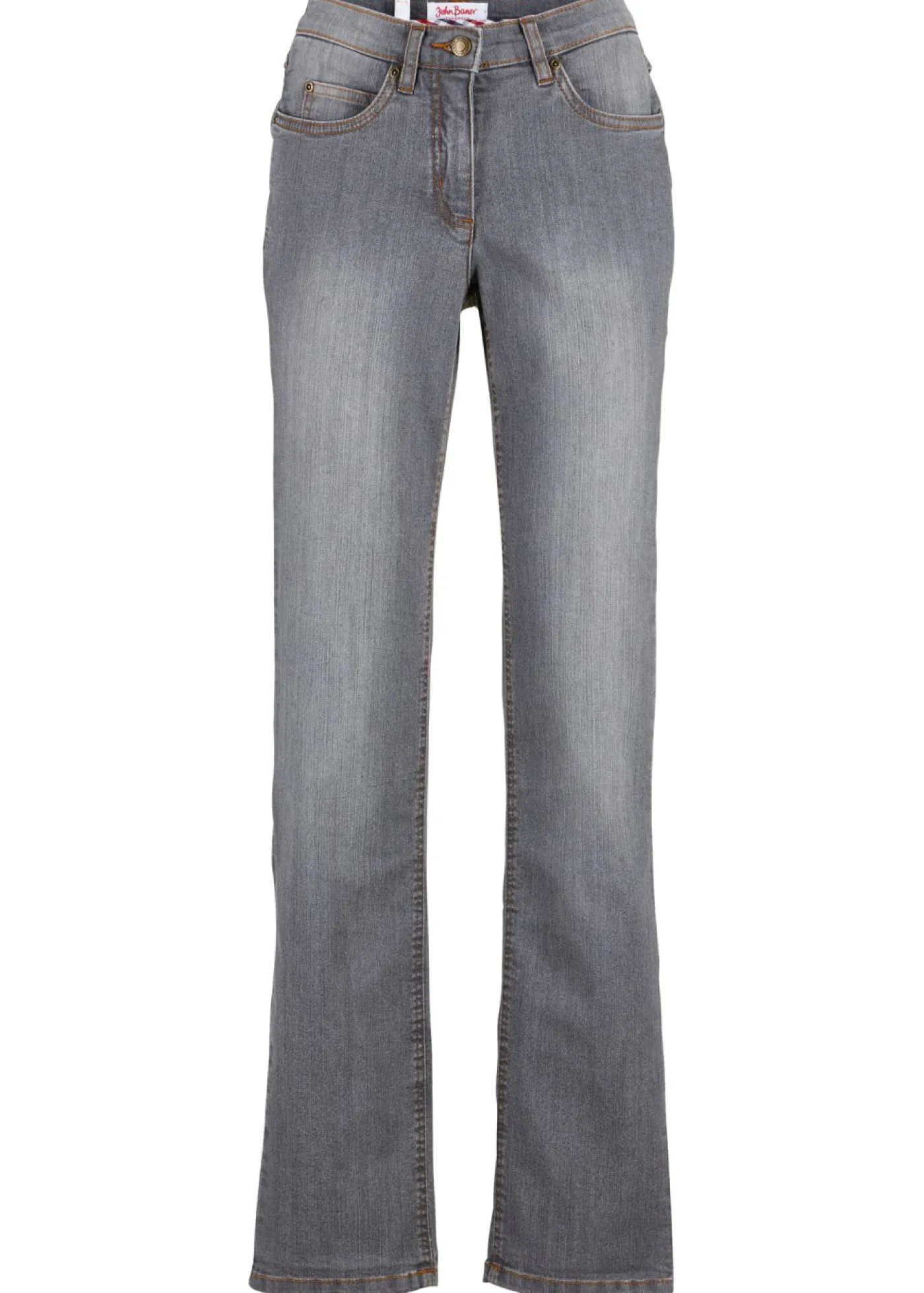 bonprix bonprix Vaqueros straight, mid waist, elásticos gris-desgastado Clearance