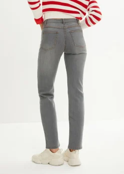 bonprix bonprix Vaqueros straight, mid waist, elásticos gris-desgastado Clearance