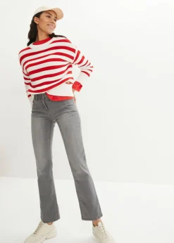 bonprix bonprix Vaqueros straight, mid waist, elásticos gris-desgastado Clearance