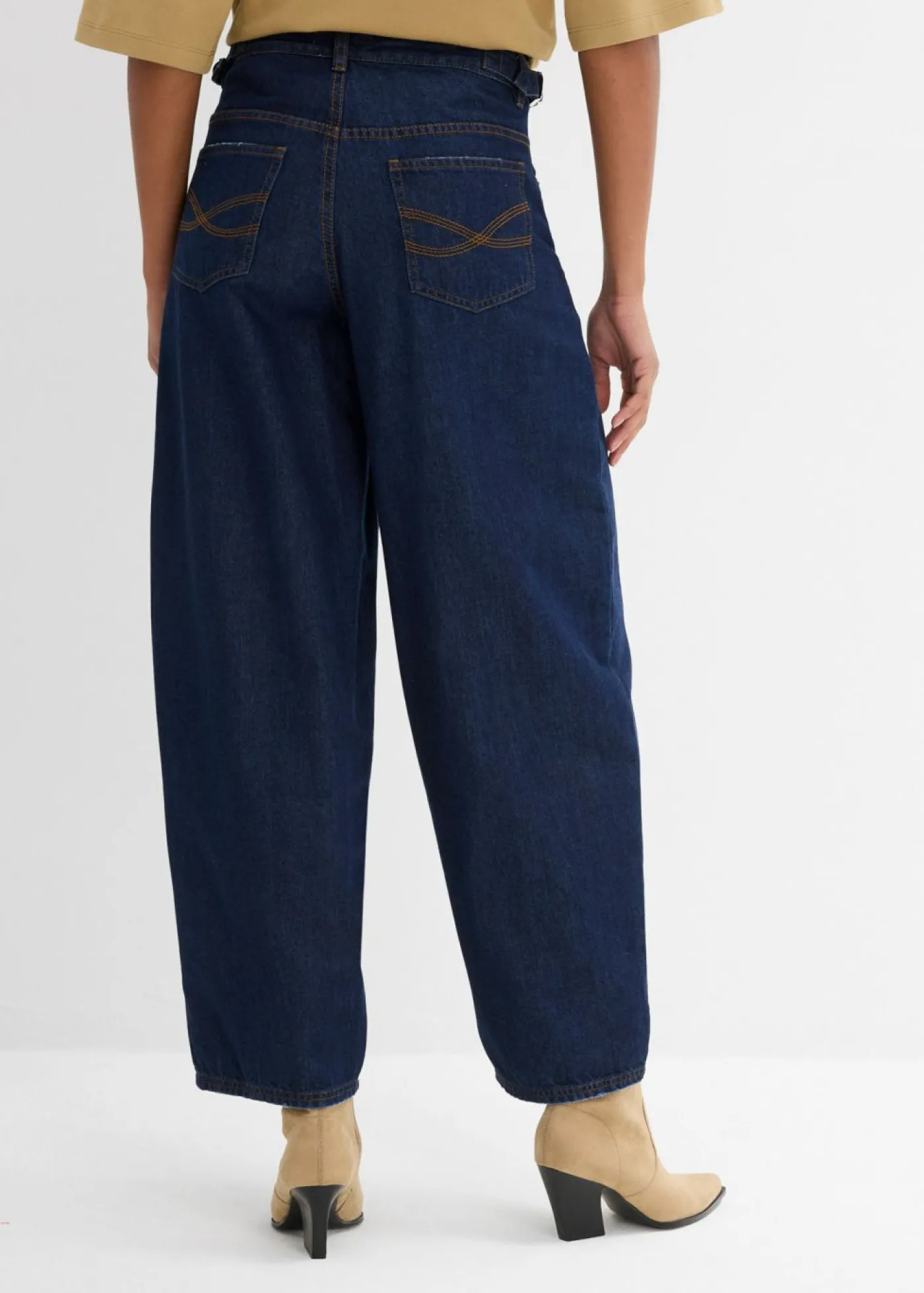 bonprix bonprix Vaqueros tipo balloon con talle medio Denim azul almirante sin lavar Clearance