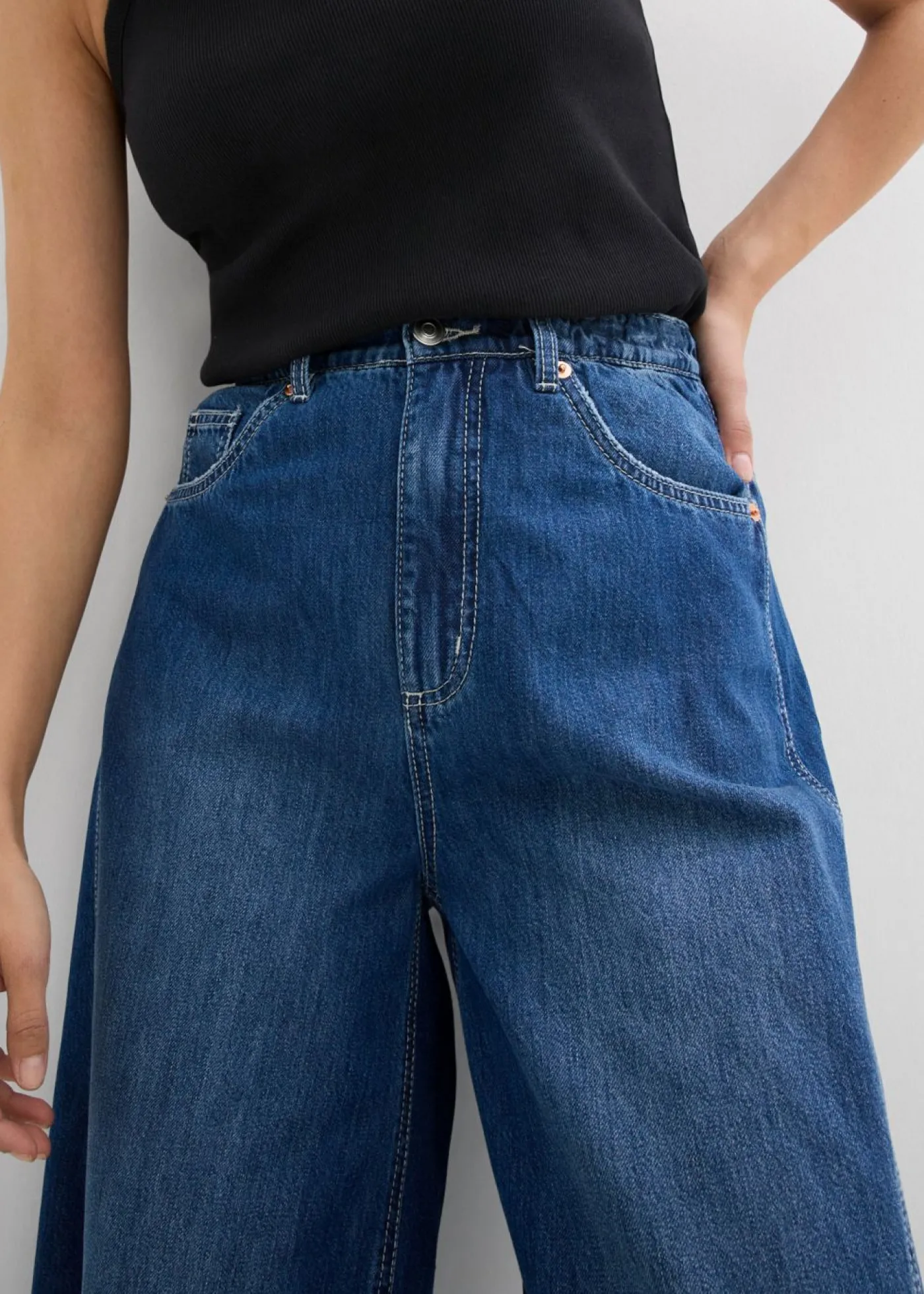 bonprix bonprix Vaqueros tipo balloon, high waist, súper suaves Azul piedra usado Discount