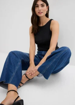 bonprix bonprix Vaqueros tipo balloon, high waist, súper suaves Azul piedra usado Discount