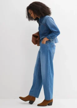 bonprix bonprix Vaqueros tipo barrel de talle alto azul claro denim usado Outlet