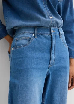 bonprix bonprix Vaqueros tipo barrel de talle alto azul claro denim usado Outlet
