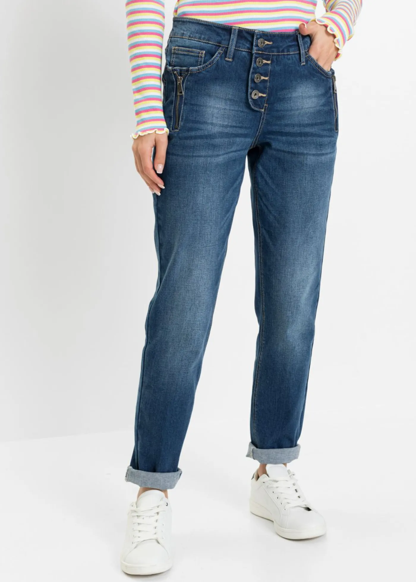 bonprix bonprix Vaqueros tipo boyfriend, mid waist Azul piedra New