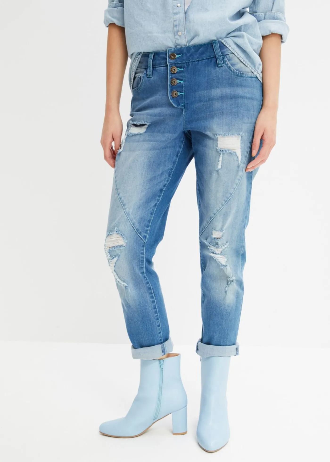 bonprix bonprix Vaqueros tipo boyfriend, mid waist Denim Hot