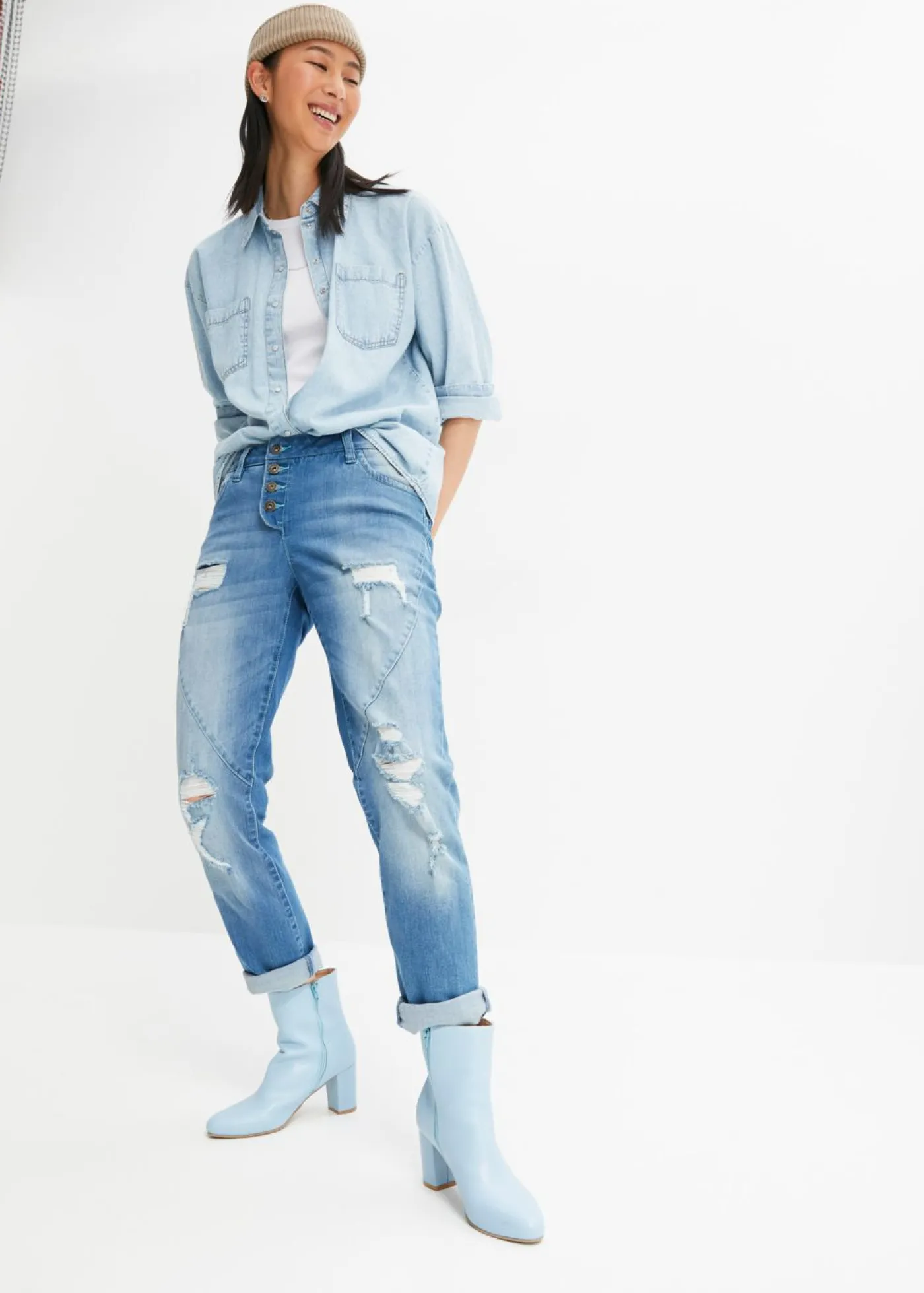 bonprix bonprix Vaqueros tipo boyfriend, mid waist Denim Hot