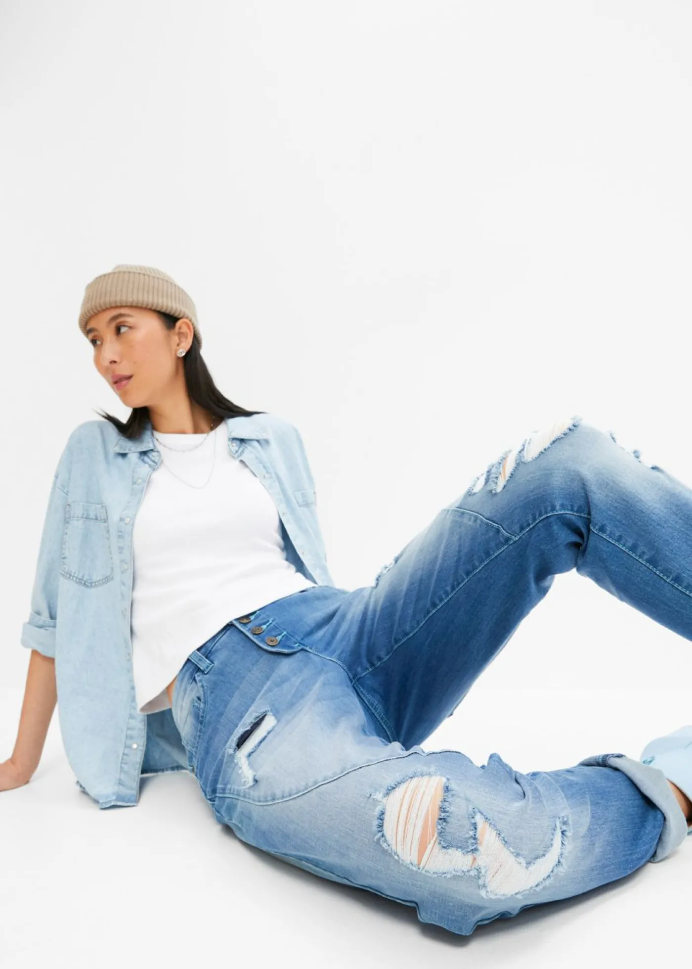 bonprix bonprix Vaqueros tipo boyfriend, mid waist Denim Hot