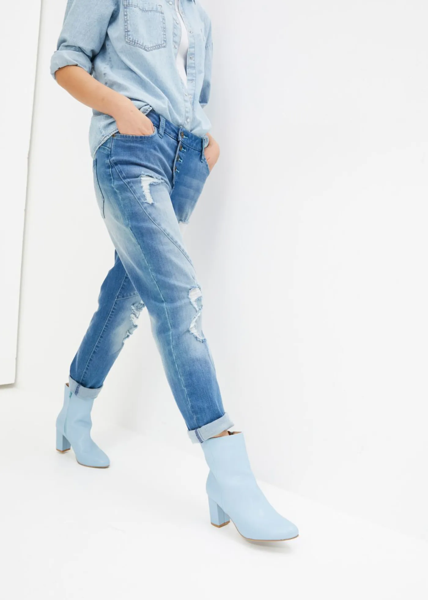 bonprix bonprix Vaqueros tipo boyfriend, mid waist Denim Hot