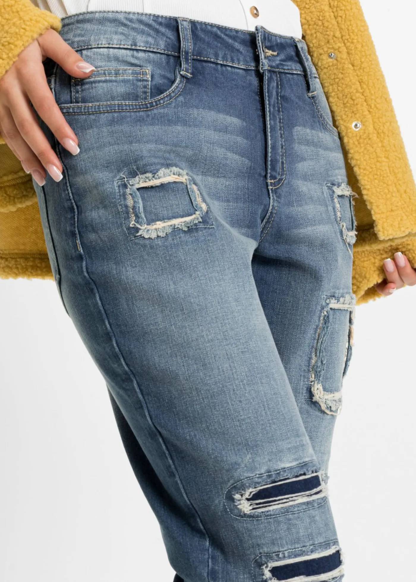 bonprix bonprix Vaqueros tipo boyfriend, mid waist denim sucio